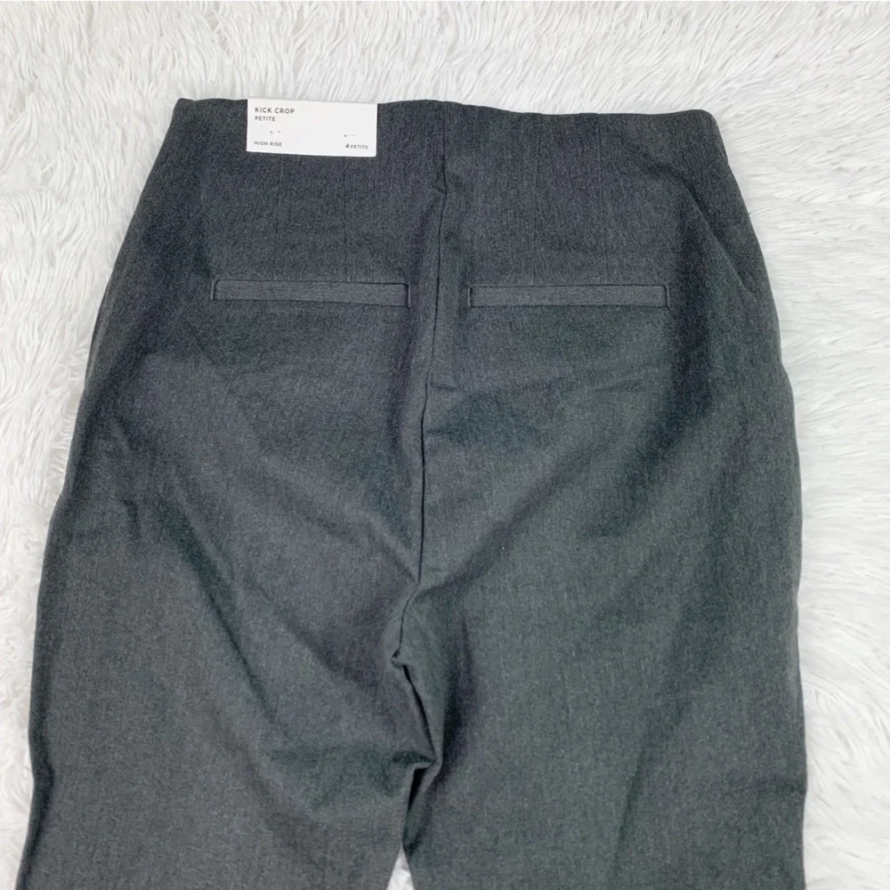 Loft petite high rise kick cropped pin tuck pants in grey‎ flat front - Picture 13 of 14